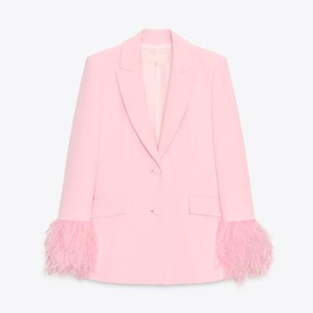 NWT ZARA FEATHER CUFF BLAZER - Picture 11 of 13